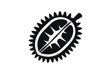Durian Fruit Icon with Prickly Husk on a White Background