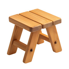 Wooden step stool , ideal for various household uses isolated on a white background.