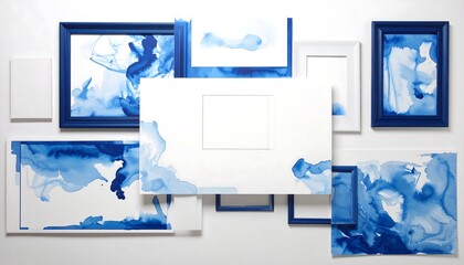 Abstract Blue Watercolor Art Pieces