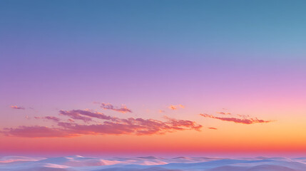 Vibrant sunset sky with soft pink and orange clouds over a tranquil ocean horizon