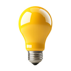 Yellow cartoon lamp bulb, thinking and brainstorming, creativity and ideas, isolated on a white background