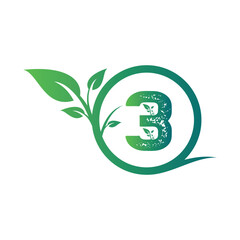 A simple green eco symbol with a leaf and flower design represents a natural, sustainable, and environmentally friendly concept