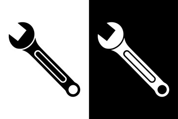 Black and White Wrench Silhouette Vector. Hand Drawn Tool Design