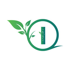 Green ecology concept icon showing a recycling leaf and battery symbol for clean energy and environmental design