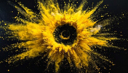 Explosive paint splashes spreading outward in bright yellow circles