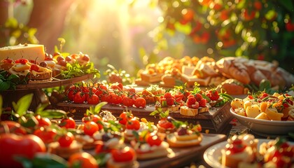 Outdoor buffet spread