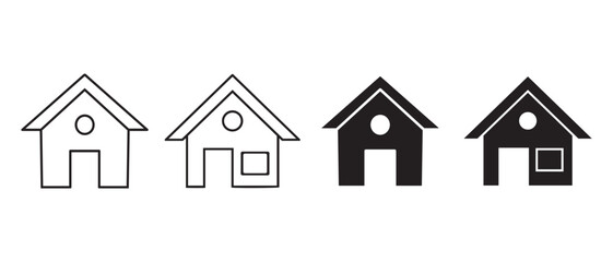 House icon set. isolated on white background in black and white style.