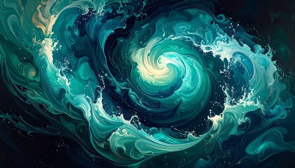 Splash painting blending turquoise, teal, and emerald into soft flowing gradients