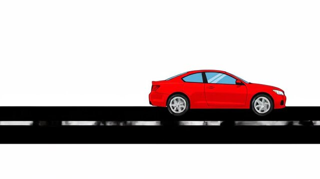 Red Sports Car Driving on a Highway A Dynamic Vector Illustration for Travel and Transport