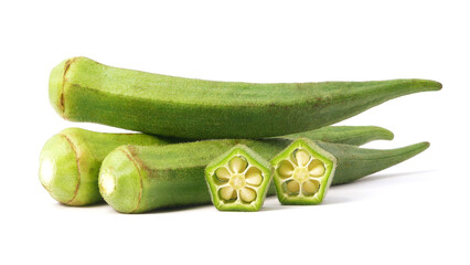 Fresh okra isolated on white background