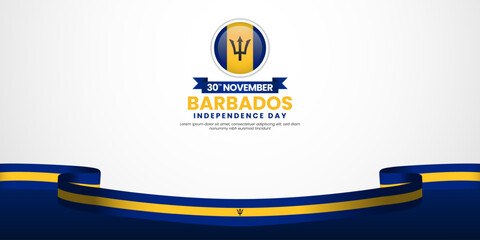 Barbados independence day banner background 30th november design element with waving ribbon flag