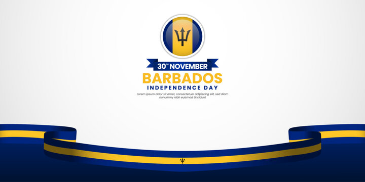 Barbados independence day banner background 30th november design element with waving ribbon flag