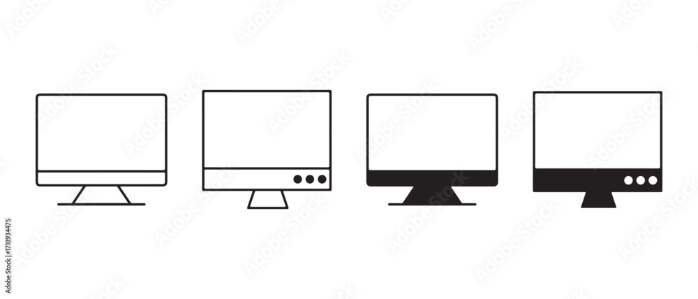 Poster computer monitor icon set. isolated on white background in vector format.