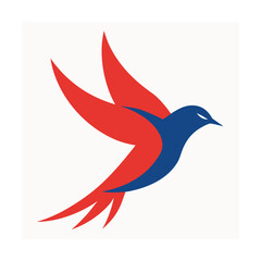 Blue red bird flight