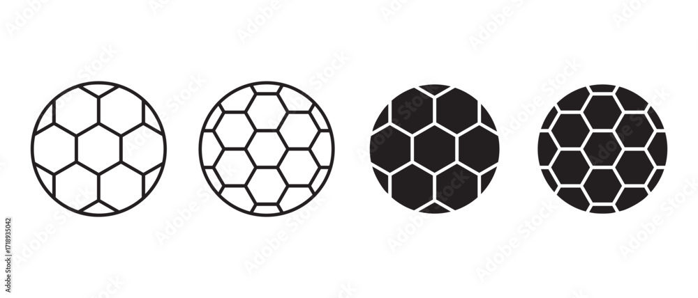 Poster soccer balls icon set. in different styles isolated on white background in vector format.