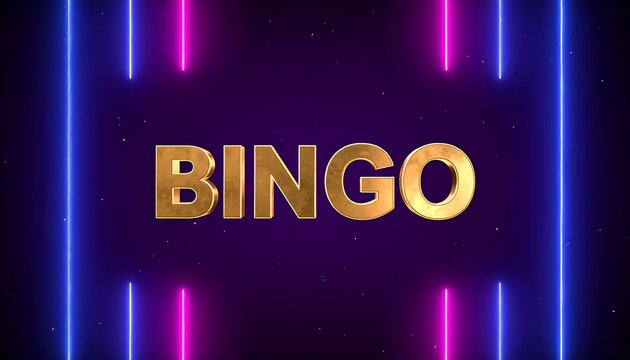 Golden Bingo text against a dark background with neon light