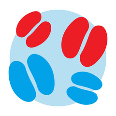 Dual Color Cell Icon Red and Blue Microbial Vector Illustration