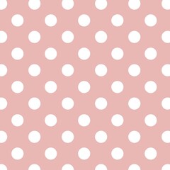 Dusty Rose and White Polka Dots Seamless Pattern Background