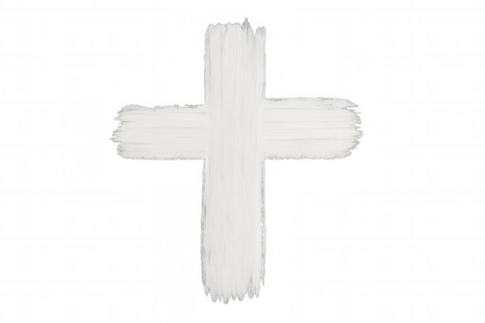 Christian cross symbol creating with white brush strokes on transparent background representing faith and religion - Powered by Adobe