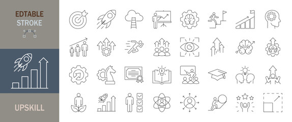 Upskill icon set. Editable line icons. Vector illustration.