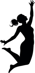 Joyful woman silhouette leaping upward celebratory energy vector © Collect Silhouettes