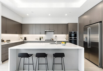 Modern Kitchen Interior with Sleek Design and Island