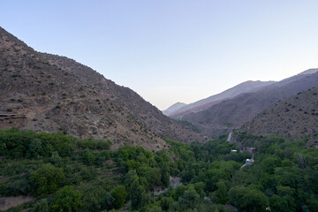 View of Atlas Mountain and the valleys in Morocco