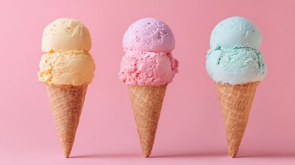 Happy Dessert Concept with Colourful Ice Cream Cone