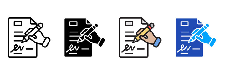 paperwork Icon Set Multiple Style Collection. Document, Folder, Clipboard, Pen, Pencil, Paper, File, Contract, Stamp, Envelope, Calendar, Checklist, Spreadsheet, Archive, Report, Signature, Receipt, I