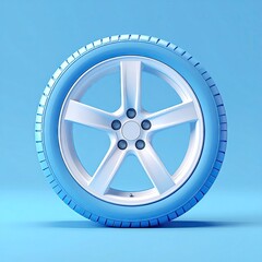 Obraz premium Light-blue tire on light-blue backdrop