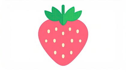 Fototapeta premium Pink strawberry with green leaves