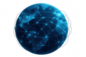 Global network illustrating worldwide communication, digital data exchange, and internet connection on earth