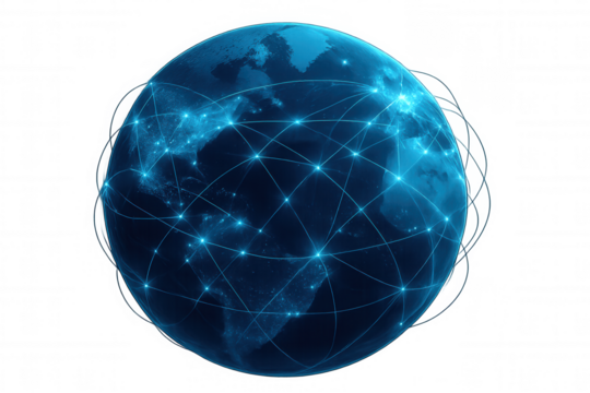 Global network illustrating worldwide communication, digital data exchange, and internet connection on earth