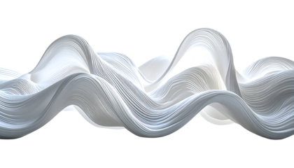 Abstract white flowing waves, undulating smoothly against a black background, creating a sense of movement and fluidity