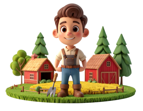 Young boy 3D character smiling with open arms in a welcoming gesture. Friendly cartoon student or businessman mascot for presentation.