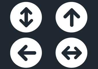 Four white circles with black arrows indicating updown up left  leftright all against a dark background