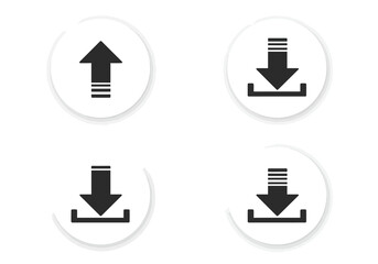 Four circular icons one up arrow and three down arrows indicating upload and download options