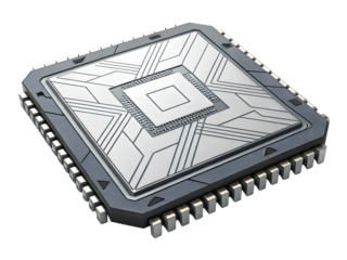 Sleek microchip for cutting-edge technology,isolated on white background