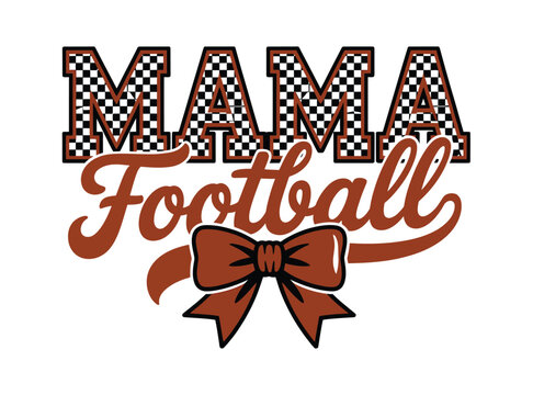 Mama Football Checkered Bow