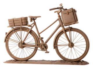 Vintage delivery bike with a box and bag,isolated on white background