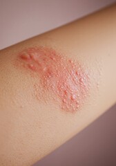 Fototapeta premium Skin irritation and rash: Medical depiction of a red, inflamed skin with a rash, symbolizing a skin ailment, illness, or allergy.