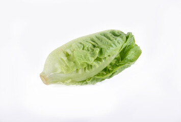 fresh baby cos (lettuce) on white background