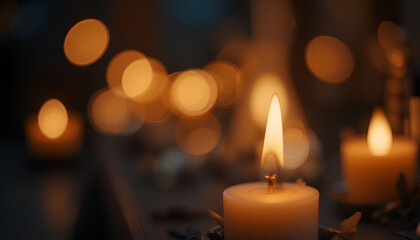 Candlelight Glow with Warm Shadows and Bokeh