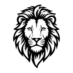 Illustration of a head of lion. Lion head mascot. Design element for logo, label, sign, poster, card. Vector illustration