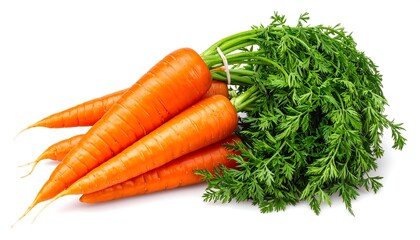 Fresh orange carrots with green tops