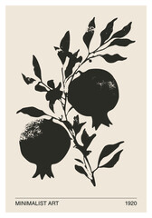 Botanical mid century contemporary collage minimalist wall art poster 