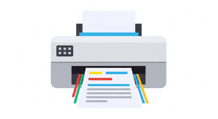 Printer machine printing documents vector illustration office equipment technology device stationery tool 100