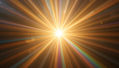 Obraz premium Prism Rainbow Light Refraction with Golden Glow 
