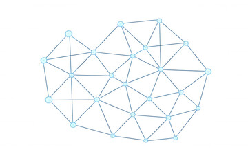 Abstract network structure creating futuristic technology, data, and communication concepts with glowing nodes on transparent background