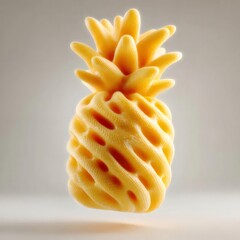 黄色の抽象的なパイナップルが白い背景で浮かぶ